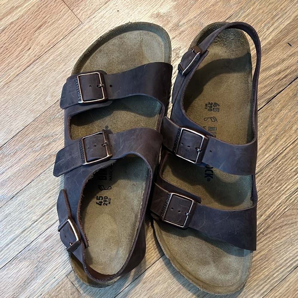 Men’s Birkenstock, Milano, sandals, brown, size 45/12